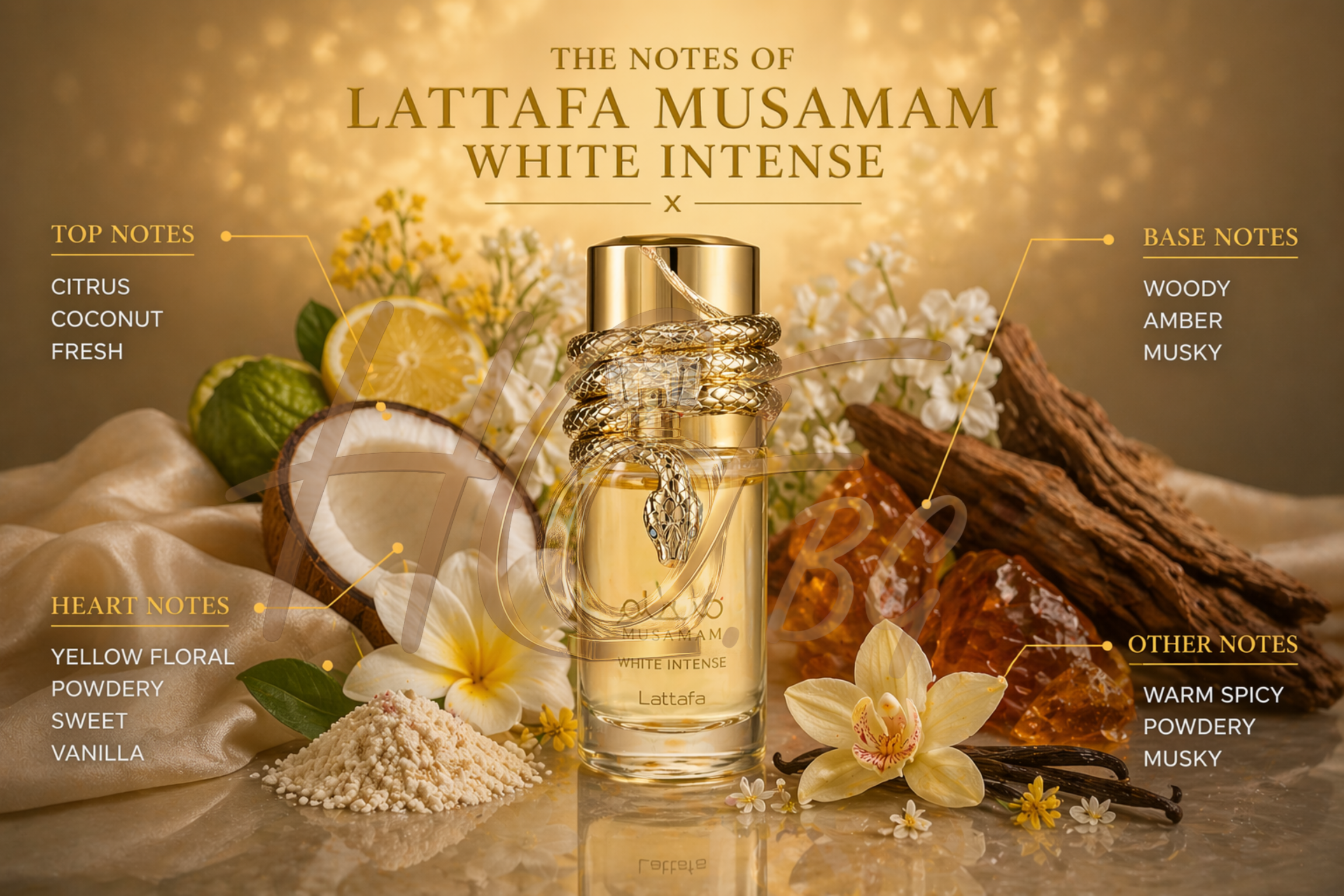 Lattafa Musamam White Intense EDP унисекс парфюмна вода с бял флакон и елегантен дизайн.