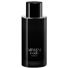 Гарнирано изображение на мъжки парфюм Armani Code Le Parfum EDP от Giorgio Armani, с флакон и елегантен дизайн.