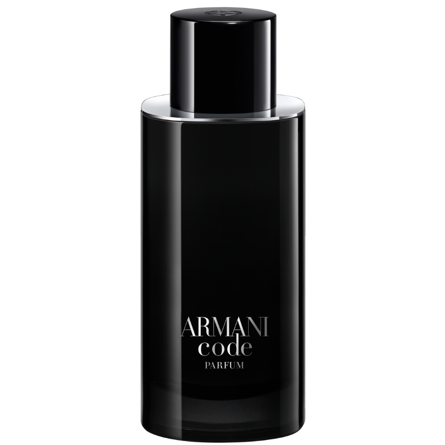 Гарнирано изображение на мъжки парфюм Armani Code Le Parfum EDP от Giorgio Armani, с флакон и елегантен дизайн.