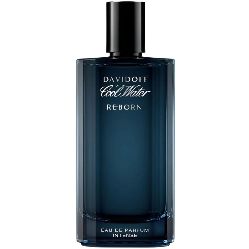 Davidoff Cool Water Reborn Intense EDP bottle for men, showcasing a sleek design with a blue gradient and silver cap.