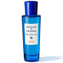Унисекс парфюм Acqua di Parma Blu Mediterraneo Arancia di Capri с оранжеви и цитрусови нотки, изображение на флакон.