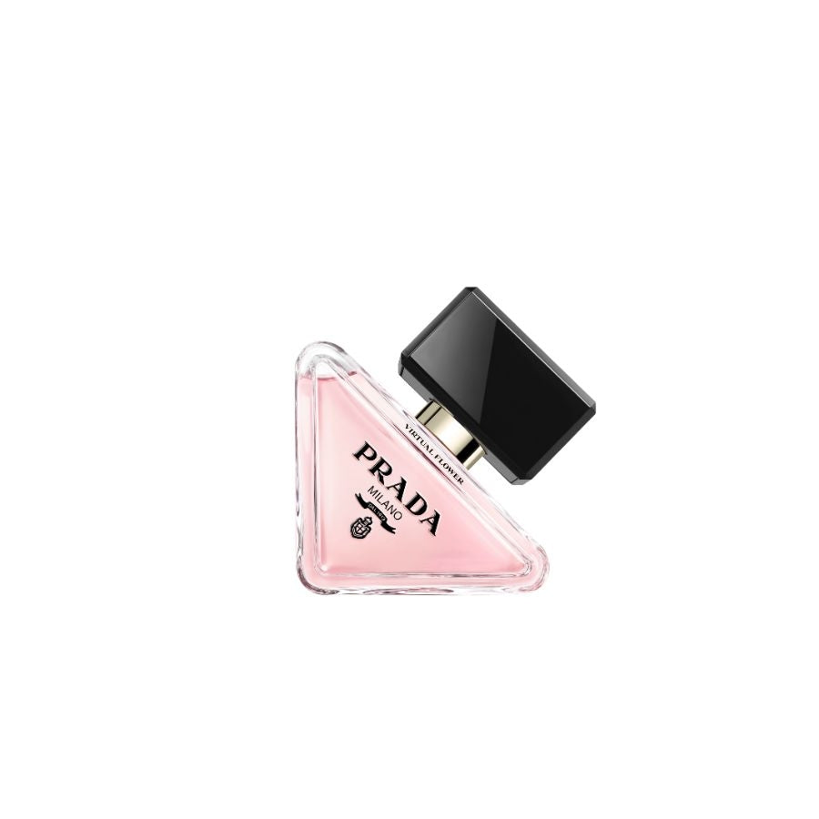 Парафюмна вода Prada Paradoxe Virtual Flower EDP за жени, бутилка с цветен дизайн и елегантен външен вид.