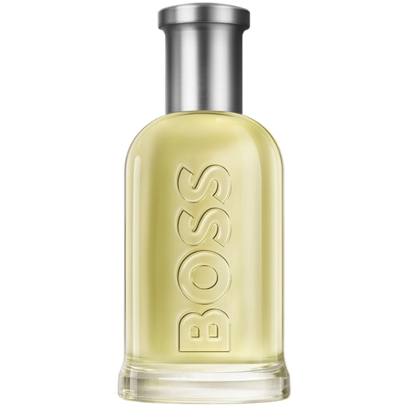 Hugo Boss Boss Bottled EDT парфюм за жени, елегантна бутилка с фина прозрачна опаковка и лого на марката.