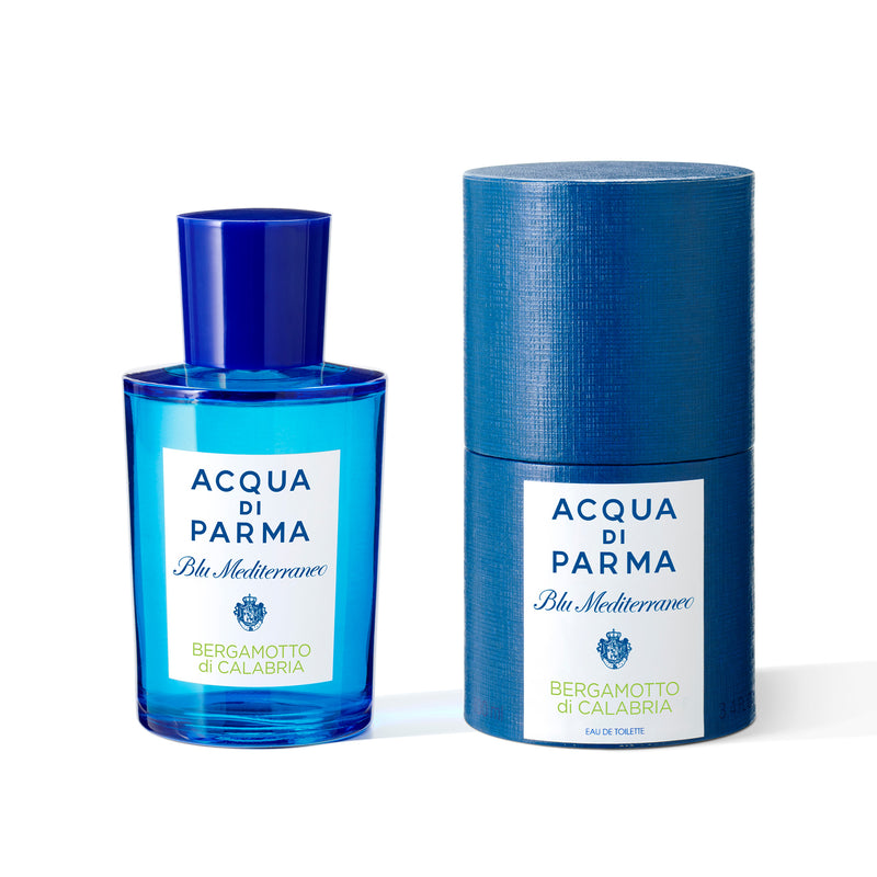 Унисекс парфюм Acqua di Parma Blu Mediterraneo Bergamotto di Calabria EDT с ярък цитрусов аромат, показан в елегантна опаковка