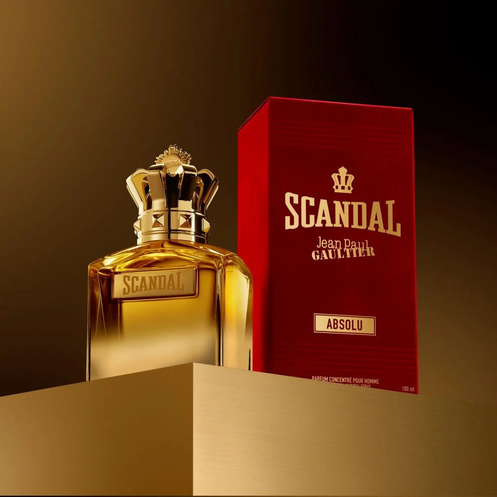 Jean Paul Gaultier Scandal Pour Homme Absolu EDP парфюмна вода за жени, бутилка с изящен дизайн и ароматично оформление