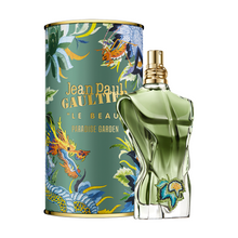 Парфюмна вода Jean Paul Gaultier Le Beau Paradise Garden EDP за мъже, бутилка с цветен дизайн и зелени нюанси