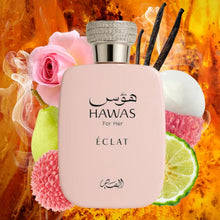 Парфюмна вода Rasasi Hawas Éclat EDP за жени, изящен флакон и ароматни нотки, подходящ за специални поводи.
