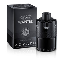 Azzaro The Most Wanted Intense EDP парфюмна вода за мъже, бутилка с елегантен дизайн и аромат в изображението.