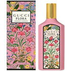 Бутилка Gucci Flora Gorgeous Gardenia EDP парфюмна вода за жени с цветен дизайн и елегантен външен вид.