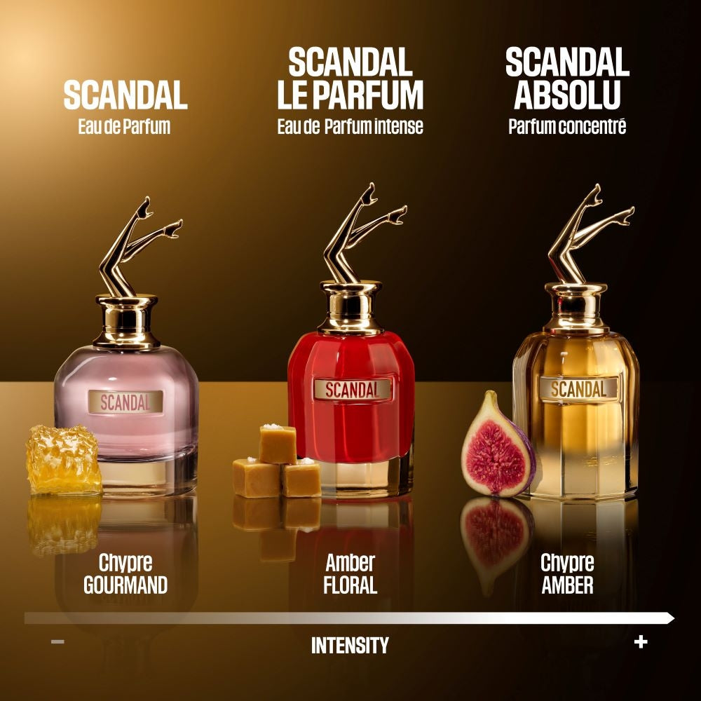 Парфюм за жени Jean Paul Gaultier Scandal Absolu, бутилка с изящен дизайн и златисти акценти, за елегантен аромат.