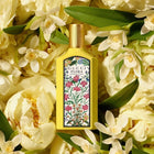 Gucci Flora Gorgeous Orchid EDP парфюмна вода за жени, бутилка с цветен дизайн и аромат на орхидея и свежи цветя.