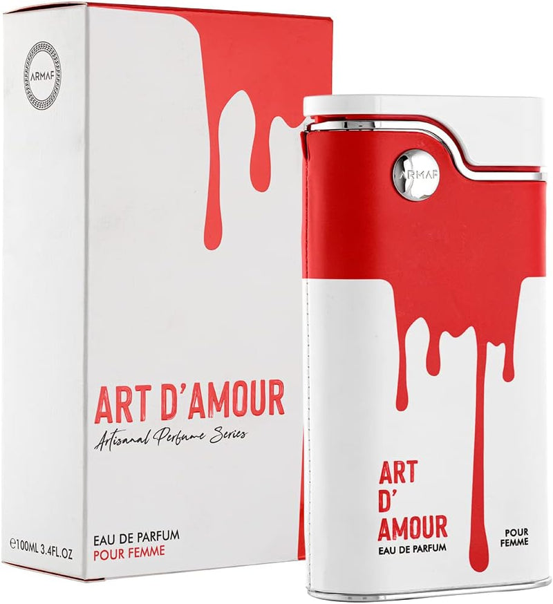 Парфюмна вода Armaf Art d'Amour EDP за жени с флакон и елегантен дизайн, свеж и цветен аромат.