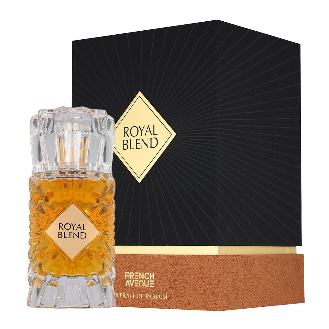 Унисекс парфюмен екстракт French Avenue Royal Blend, бутилка с изискан дизайн и златисти акценти.