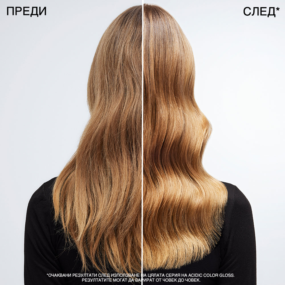 Черен термозащитен спрей Redken Acidic Color Gloss за защита на боядисана коса при топлинна обработка.