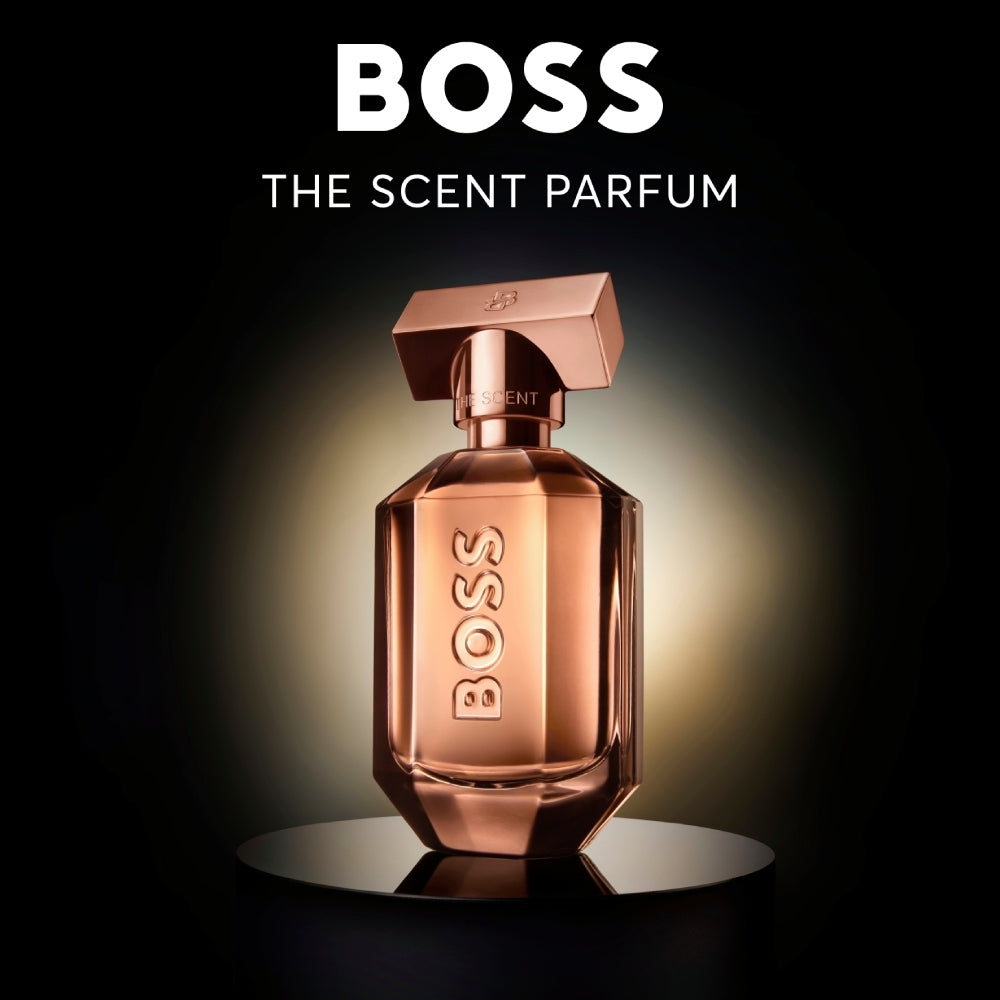 Парфюм за жени Hugo Boss The Scent Le Parfum, елегантна бутилка и ароматна композиция.
