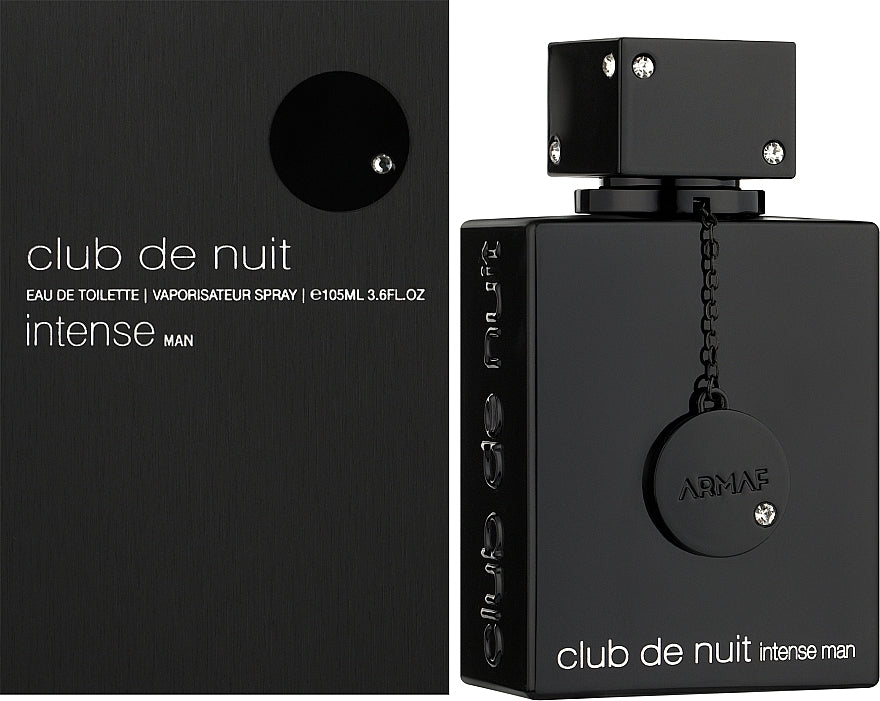 Мъжка тоалетна вода Armaf Club de Nuit Intense Man EDT с елегантна бутилка и стилен дизайн.