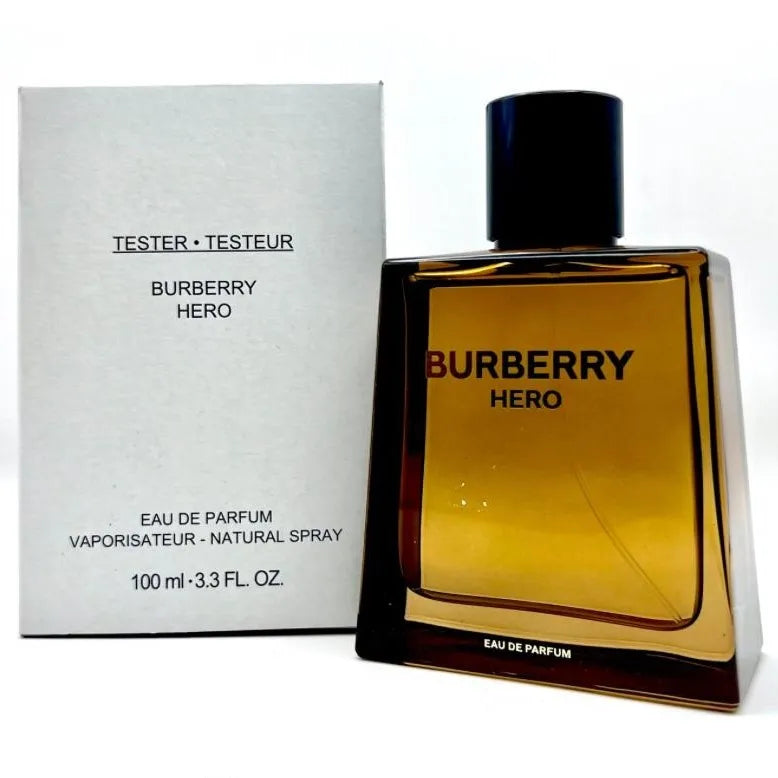 Парфюмна вода за мъже Burberry Hero EDP тестер, 100 мл спрей, луксозен аромат и стилен дизайн на бутилката.