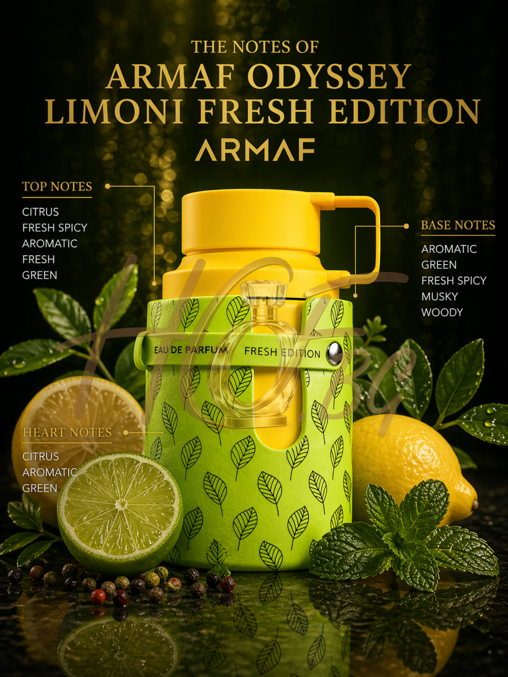 Armaf Odyssey Limoni Fresh Edition EDP парфюмна вода унисекс с цитрусови и свежи нотки, изображение на флакон.