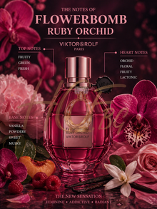 Viktor & Rolf Flowerbomb Ruby Orchid EDP парфюмна вода за жени, флакон с цветен дизайн и розов цвят.