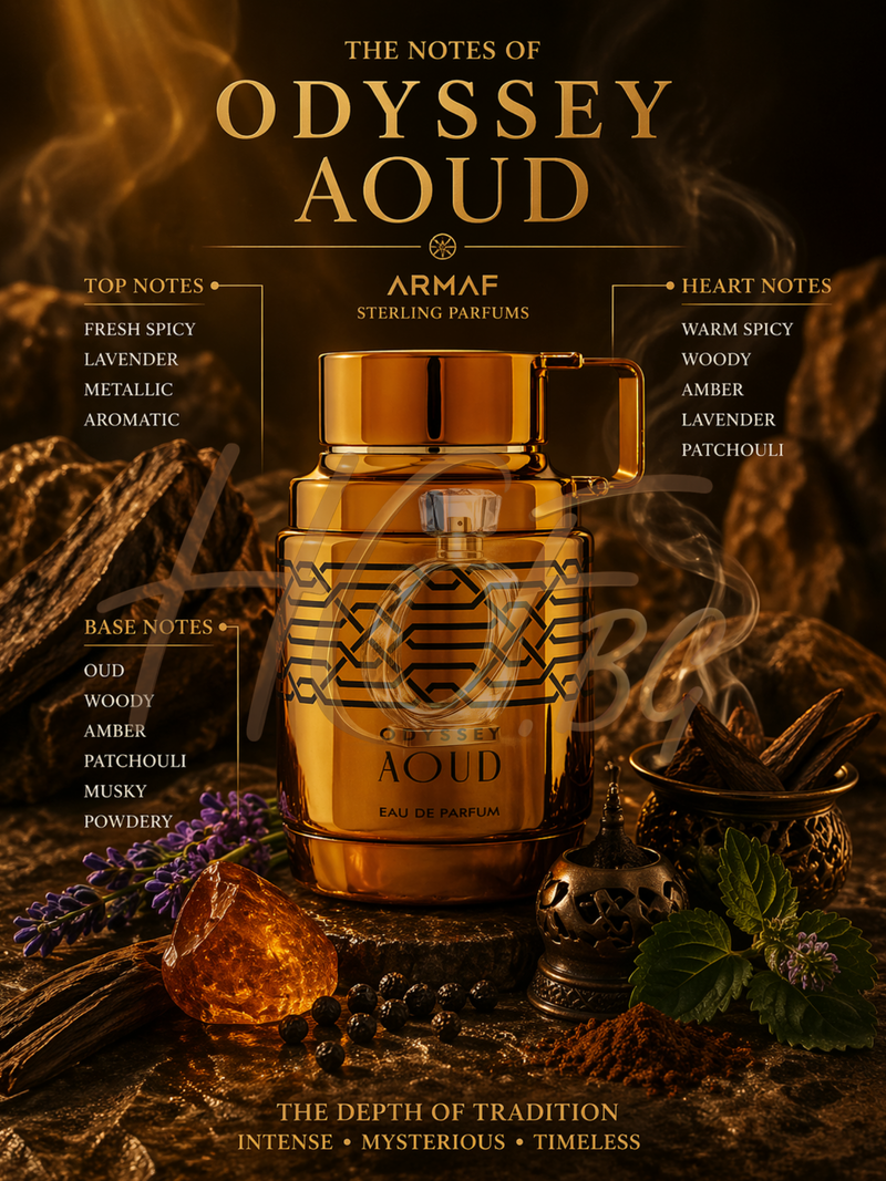 Парфюмна вода Armaf Odyssey Aoud EDP за мъже и жени, луксозен унисекс парфюм с дървесни и ориенталски нотки.