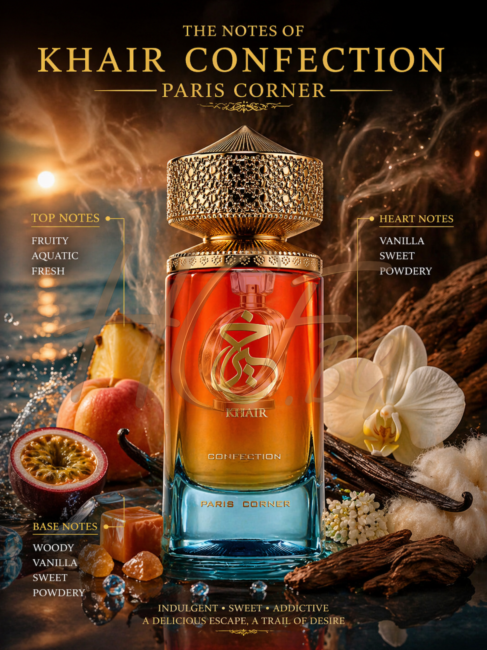 Евтин парфюмна вода за жени Paris Corner Corner Khair Confection EDP, флакон с деликатен аромат и елегантен дизайн