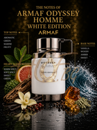 Мъжки парфюм Armaf Odyssey Homme White Edition EDP, ароматна парфюмна вода с елегантен дизайн на бутилка.