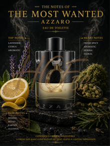 Мъжка тоалетна вода Azzaro The Most Wanted EDT с флакон и дизайн на опаковка, подходящ за стилни мъже.