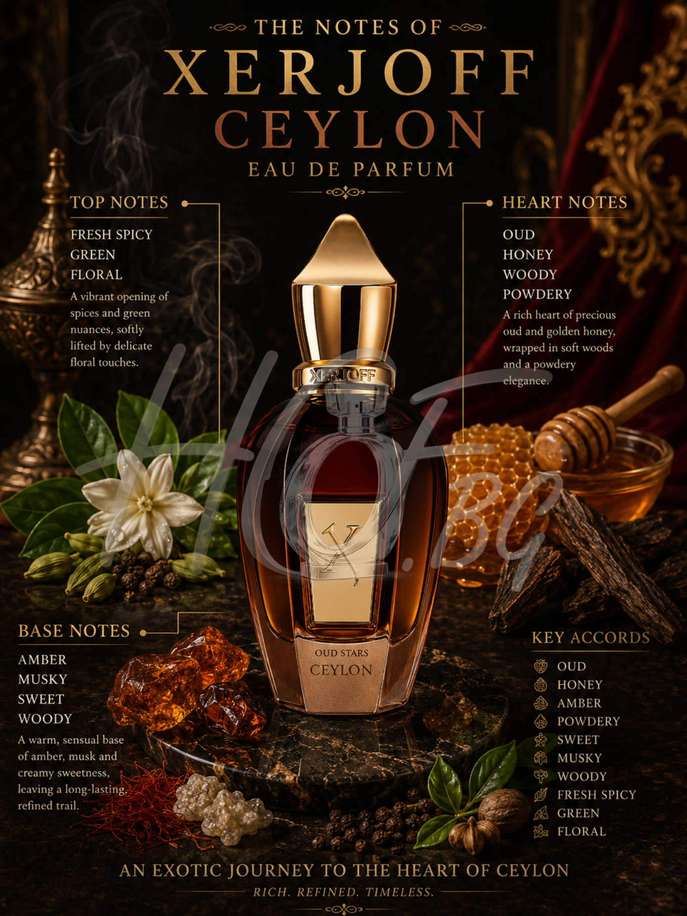 Унисекс парфюм Xerjoff Ceylon Parfum с елегантен дизайн и изискан аромат, показан на изображението.