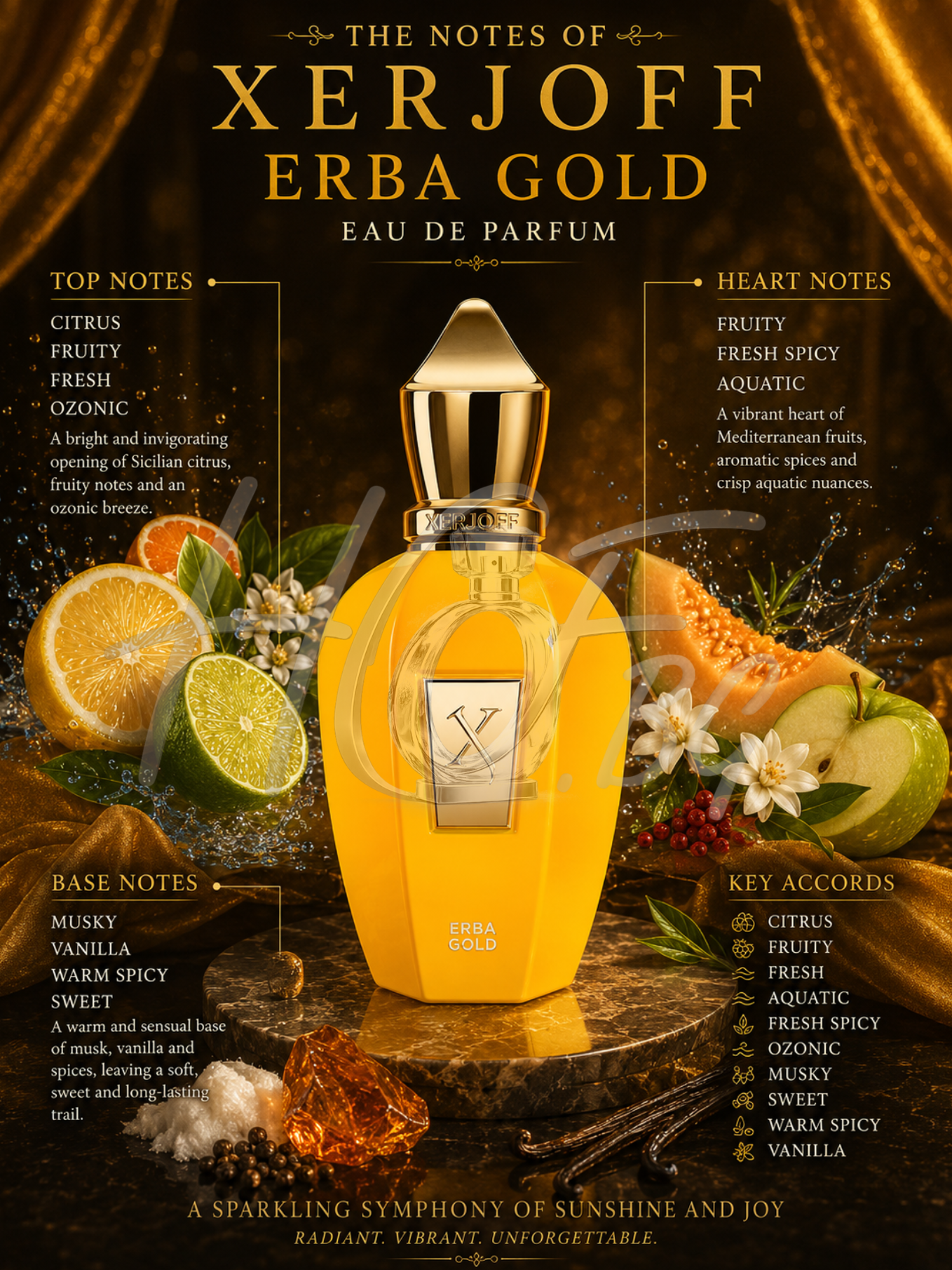 Xerjoff Erba Gold тестер за парфюмна вода EDP за мъже и жени, луксозен аромат в елегантна опаковка