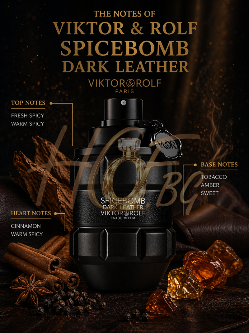 Виктор и Ролф Spicebomb Dark Leather ЕДП мъжки парфюмна вода с кожени нотки, изображение на флакон.