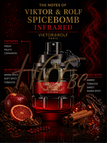 Viktor & Rolf Spicebomb Infrared EDP мъжки парфюмна вода с огнени нотки, показана в елегантна опаковка.