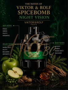 Мъжки парфюм Viktor & Rolf Spicebomb Night Vision EDP, бутилка с тъмносин цвят и дизайн, изображение на флакон.
