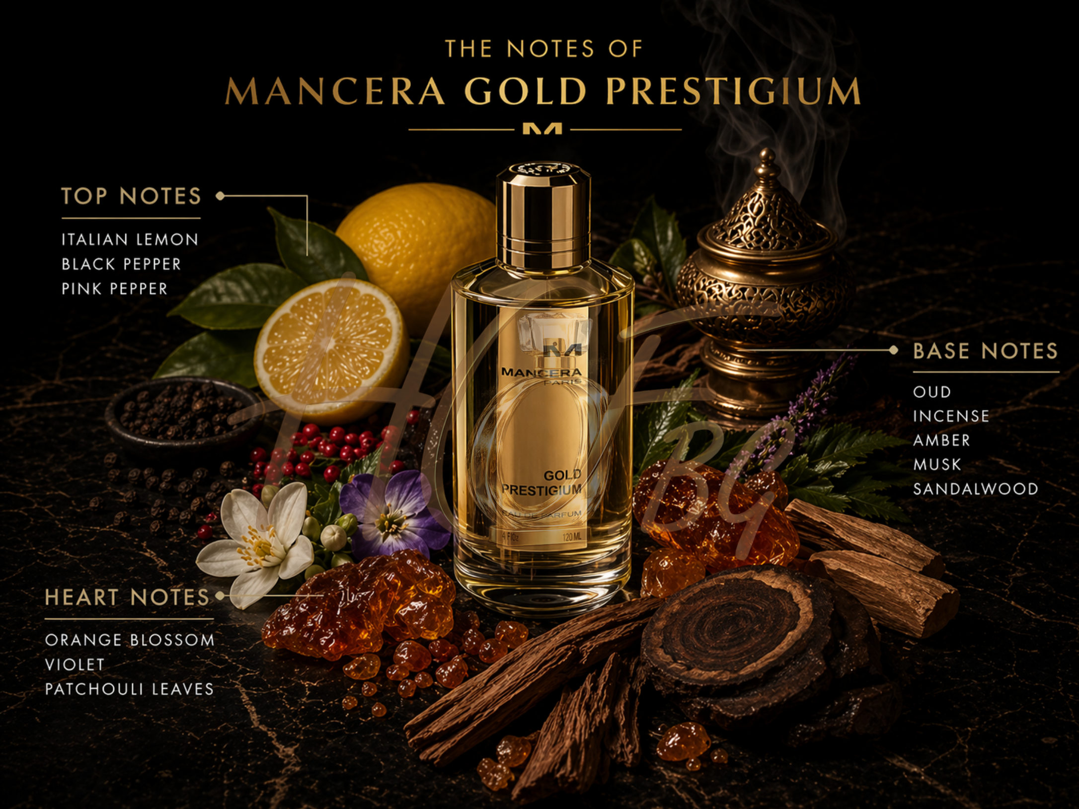 Манчера Gold Prestigium EDP тестер, унисекс парфюмна вода, бутилка с елегантен дизайн и златен акцент, видима на изображението.
