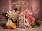 Gucci Flora Gorgeous Gardenia EDP парфюмна вода за жени, бутилка с флорална дизайн и златисти акценти.