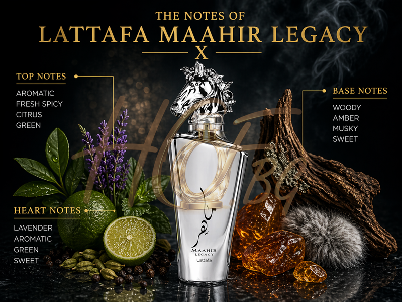 Lattafa Maahir Legacy EDP парфюмна вода за мъже и жени, бутилка с елегантен дизайн и обозначение UNISEX