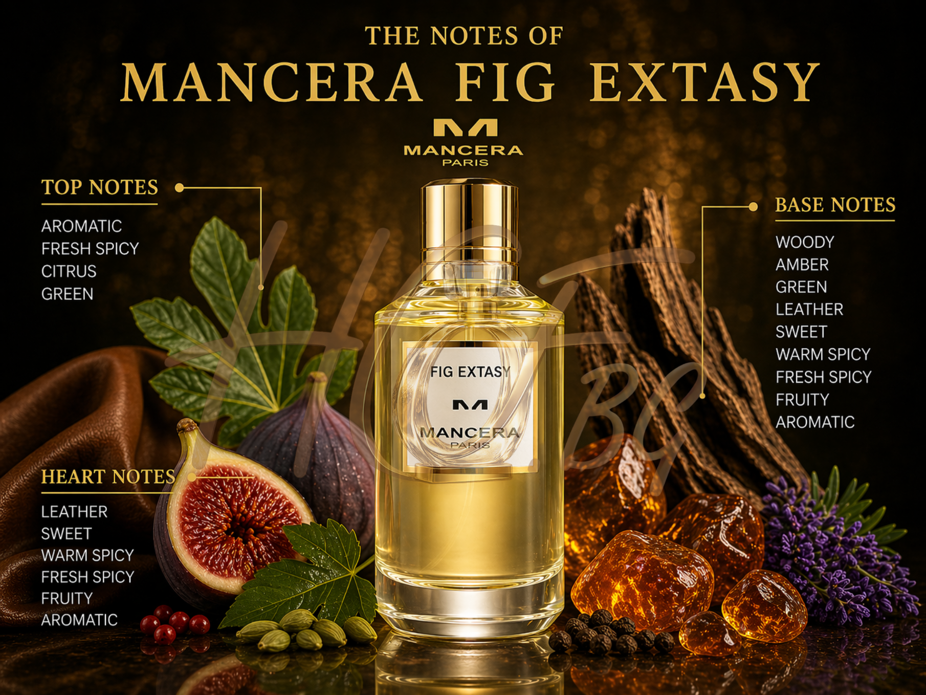 Мъжко и дамско парфюмно масло Mancera Fig Extasy EDP с флорални и плодови нотки, бутилка с елегантен дизайн