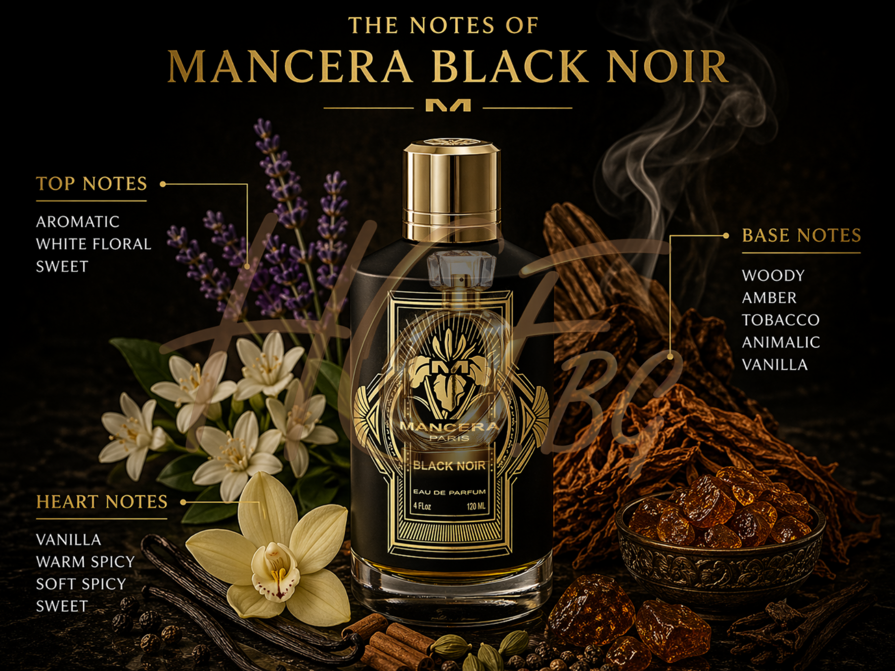 Мъжко и женско парфюмно масло Mancera Black Noir EDP тестер, елегантна бутилка и капак, за изтънчен аромат.