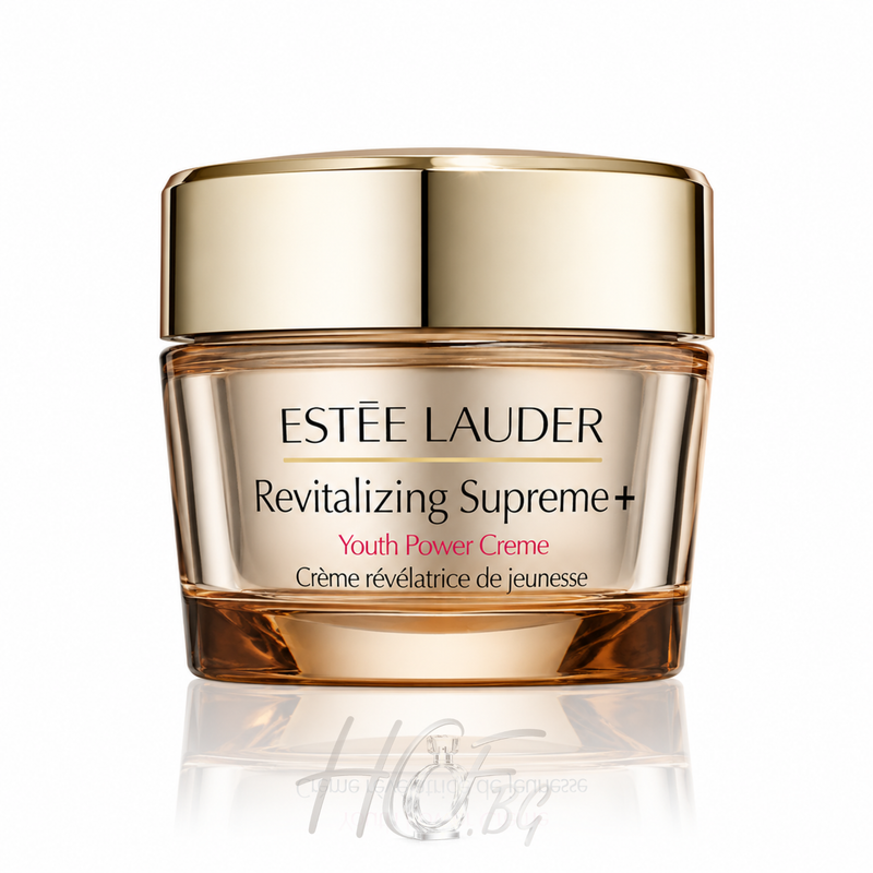Крем за лице Estee Lauder Revitalizing Supreme+ с хиалуронова киселина и подмладяващи съставки върху кожата.