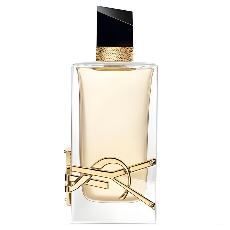 Женски парфюм Libre EDP на Saint Laurent, елегантна бутилка с дизайн и златисти детайли, изображение на парфюмна вода.