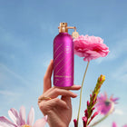 ЕDP парфюмна вода за жени Montale Roses Musk с розови и мускусни нотки, показана в бутилка с розов дизайн.