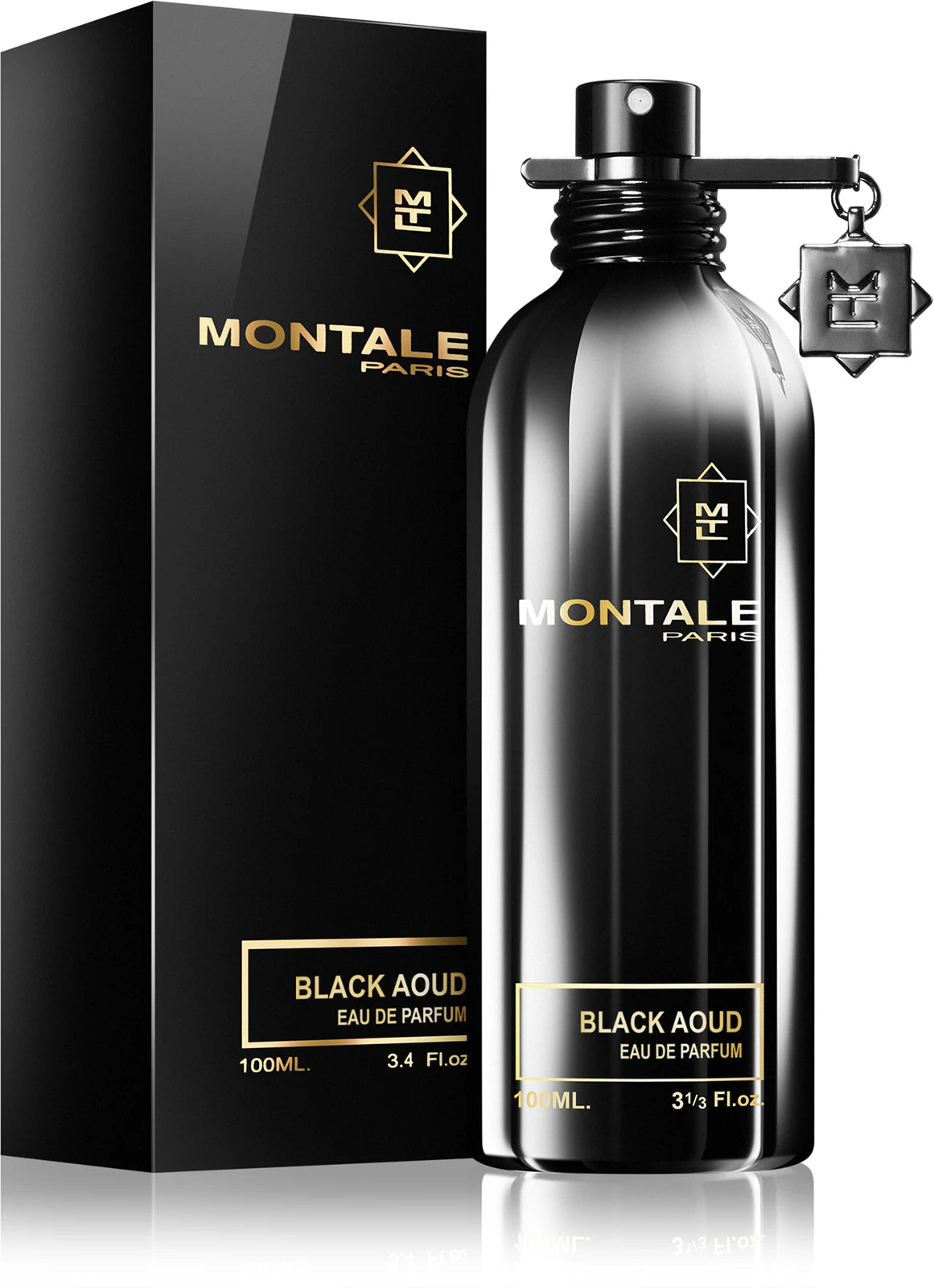 Парфюмна вода за мъже Montale Black Aoud EDP, черен флакон с ароматни нотки на дървесина и роза.