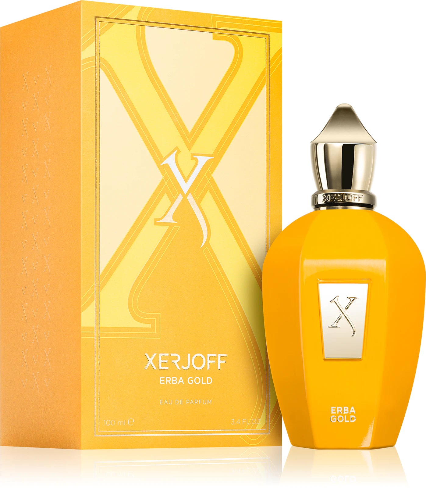 Xerjoff Erba Gold EDP унисекс парфюмна вода с златист флакон и елегантен дизайн, изображен на снимката