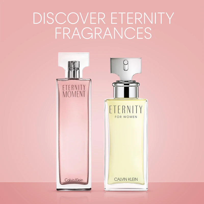 Парфюмна вода за жени Calvin Klein Eternity Moment EDP, елегантна бутилка с флорални и свежи нотки.