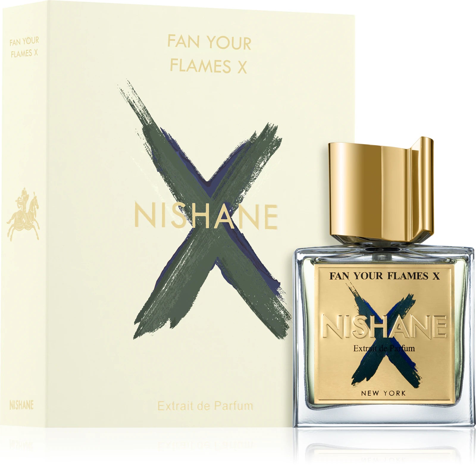 Унисекс парфюм Nishane Fan Your Flames X, бутилка с елегантен дизайн и ароматен флакон.