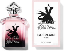 Guerlain La Petite Robe Noire EDP парфюмна вода за жени, флакон с елегантен дизайн и цветна капачка.