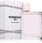 Парфюмна вода Burberry Her EDP за жени, изящен флакон с цветен дизайн и елегантен аромат.