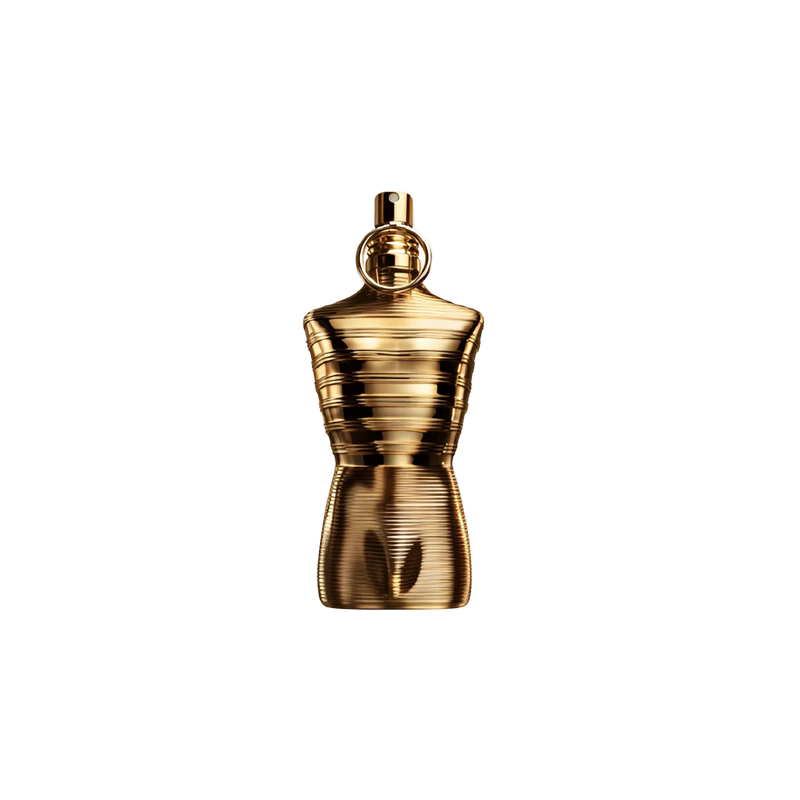 Парфюм за мъже Jean Paul Gaultier Le Male Elixir Absolu, бутилка с елегантен дизайн и ароматна течност.