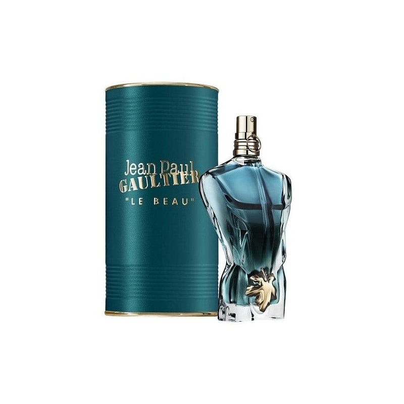 Тоалетна вода за мъже Jean Paul Gaultier Le Beau EDT, флакон с изчистен дизайн и елегантна опаковка.