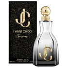 Женски парфюм Jimmy Choo I Want Choo Forever EDP, бутилка с елегантен дизайн, върху бял фон.