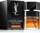 Парфюмна вода за мъже Saint Laurent La Nuit de L'Homme EDP, бутилка с тъмна опаковка и елегантен дизайн.
